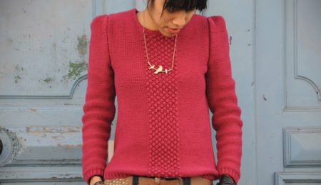 Pull tricoté rouge